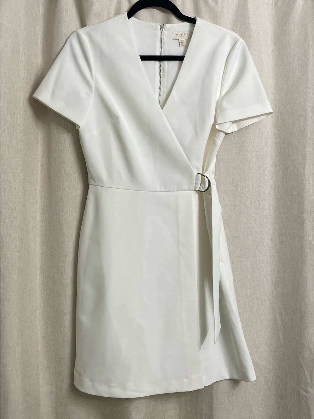 Ted Baker White Wrap-Front Mini Dress with D-Ring Tie